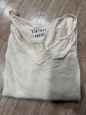 Vintage Canvas Cream V-Neck Tee